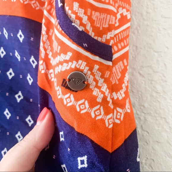 NWT! Roxy Cosmia Blue Orange Button Up Skirt, M - Picture 3 of 9